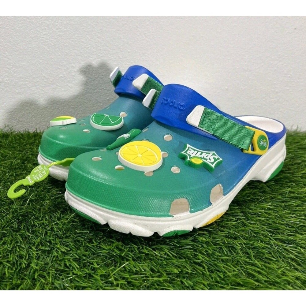 Crocs x Sprite All Terrain Clogs Comfort Sandals Green/Blue Men's Size 9 / W 11